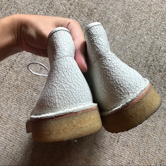 Tory Burch Boots Bergen leather crackled desert boots size 7 women's white boot - Picture 6 of 8